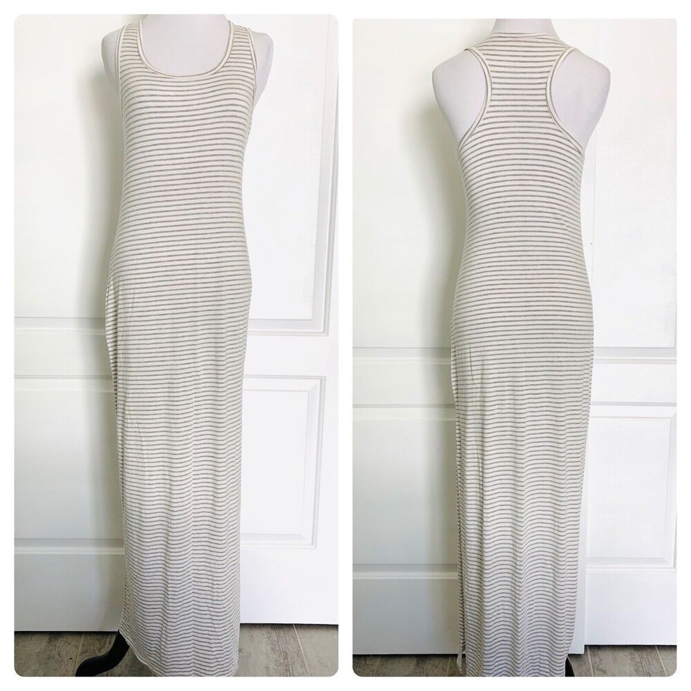 PRETTY YOUNG THING Jersey Striped Maxi Dress Summer Stretch Racerback Casual M